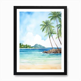 Watercolour Of Lanikai Beach   Oahu Hawaii Usa 1 Art Print