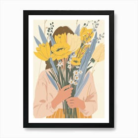 Spring Girl With Yellow Flowers 2 Art Print