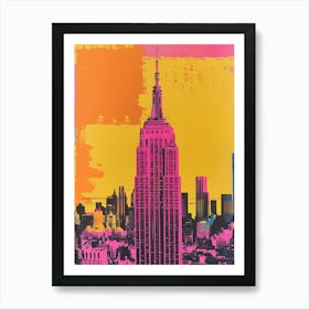 Empire State Building New York Colourful Silkscreen Illustration 1 Art Print