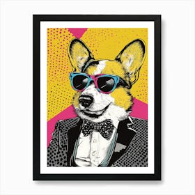 Super Cool Corgi Illustration Pop 4 Affiche