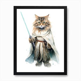 Norwegian Forest Cat As A Jedi 4 Art Print