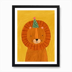 Lion In A Party Hat Art Print