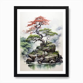 Nikko In Tochigi, Japanese Brush Painting, Ukiyo E, Minimal 3 Art Print