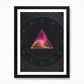 Neon Geometric Glyph in Pink and Yellow Circle Array on Black n.0014 Art Print