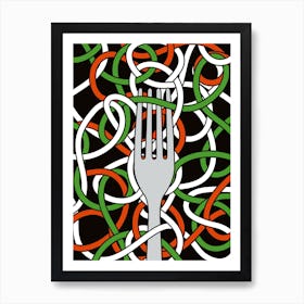 Pasta Love Fork With Spaghetti Italy Art Print