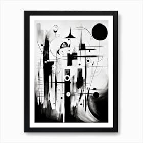 Exploration Abstract Black And White 3 Art Print