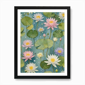 Lotus Flowers In Pastel Colours Art Print