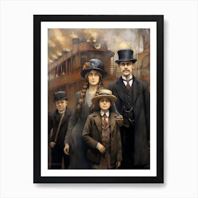 Titanic Family Boarding Oil Painting 2 Art Print
