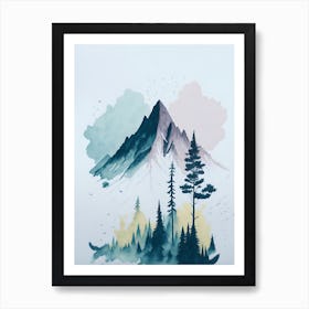 Mountain And Forest In Minimalist Watercolor Vertical Composition 287 Art Print