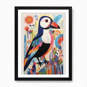 Colourful Scandi Bird Puffin 2 Art Print