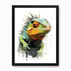 Aesthetic Abstract Watercolor Chameleon Art Print