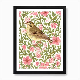 Hermit Thrush William Morris Style Bird Art Print