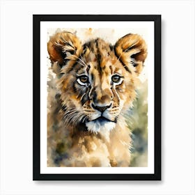 Lion Watercolor Painting Art Print