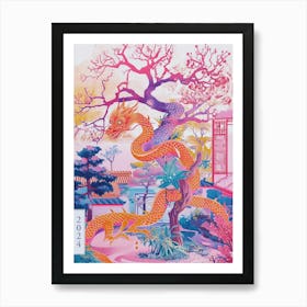 Lunar Year Of The Dragon 2024 Pink Blue Art Print