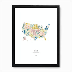 Usa Map | Wildflower Mix Art Print