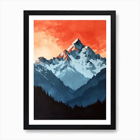 Horizon Hush: Minimalist Peakscape Art Print