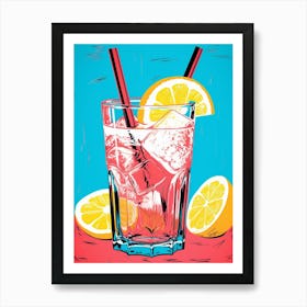 Pop Art Lemon Slice Cocktail 1 Art Print