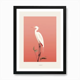 Minimalist Egret 3 Bird Poster Art Print