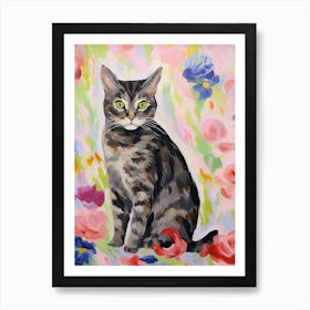 A American Shorthair Cat Painting, Impressionist Painting 2 Art Print