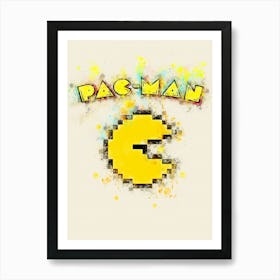 pacman game watercolor 1 Art Print