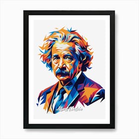 Albert Einstein Portrait WPAP Pop Art Art Print