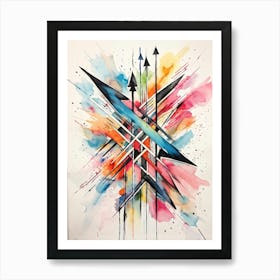 Abstract Design Hand Drawn Arrows And Markings Swirling Pattern Overlapping Lines Varying Line T (2) Art Print