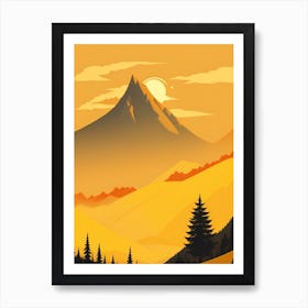 Misty Mountains Vertical Composition In Yellow Tone 16 Art Print