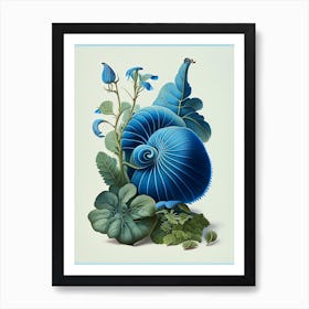 Snail With Blue Background 1 Botanical Art Print