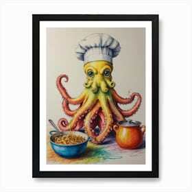 Octopus Chef 1 Art Print