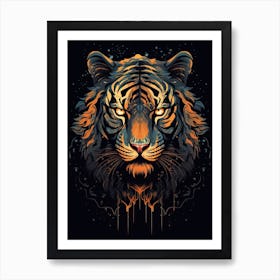 Tiger Art In Art Deco Style 4 Art Print