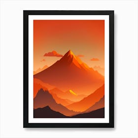 Misty Mountains Vertical Background In Orange Tone 17 Art Print