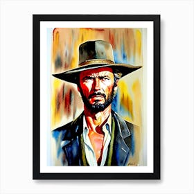 Clint Eastwood In The Good, The Bad And The Ugly Watercolor 2 Art Print