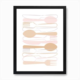 Peach Cutlery Art Print