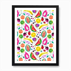 Tropical Fruits Papaya Pitaya Art Print