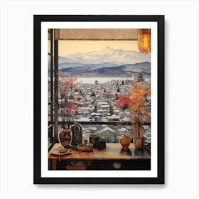 Winter Cityscape Nagano Japan 2 Art Print