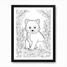 Line Art Jungle Animal Red Panda 2 Art Print