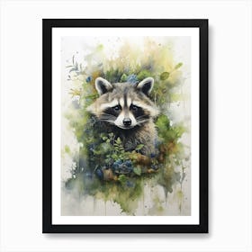 Raccoon Wonderland Woodland Watercolour 2 Art Print