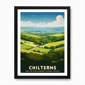 Chilterns Aonb Print English Countryside Art Chilterns Landscape Poster Uk Nature Reserve Wall Decor Hiking Trails Illustration British Art Print