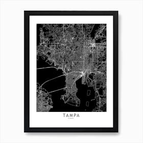 Tampa Black And White Map Art Print