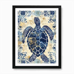 Ornamental Sea Turtle Wallpaper Style 3 Art Print