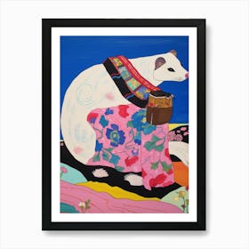 Maximalist Animal Painting Ferret 1 Art Print