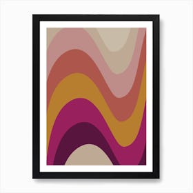 Retro Mod Abstract Wave Shapes in Pink Yellow and Fuchsia Art Print