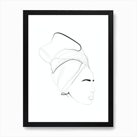 Portrait Of A  black woman with headwrap Art Print