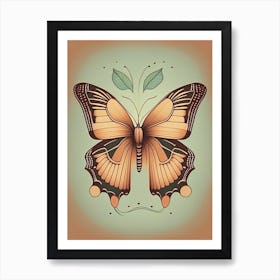 Butterfly Outline Retro Illustration 3 Art Print