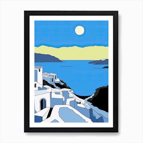 Minimal Design Style Of Santorini, Greece 2 Art Print