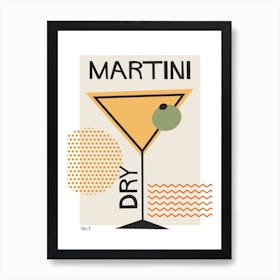 Dry Martini Retro Cocktail  Neutral Art Print