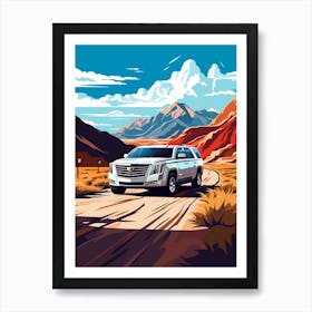 A Cadillac Escalade In The Andean Crossing Patagonia Illustration 2 Art Print