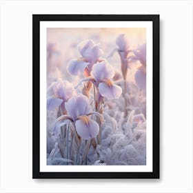 Frosty Botanical Iris 3 Art Print