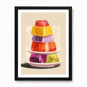 Stacked Jelly On A Plate Beige Illustration Art Print