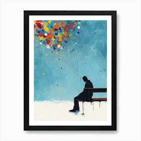 Man Sitting On A Bench, Minimalism 1 Art Print